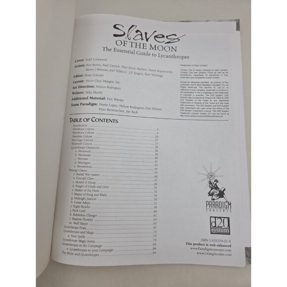 Slaves Of The Moon Essential Guide to Lycanthropes Rages of Legend d20 2004 Good - Picture 6 of 12